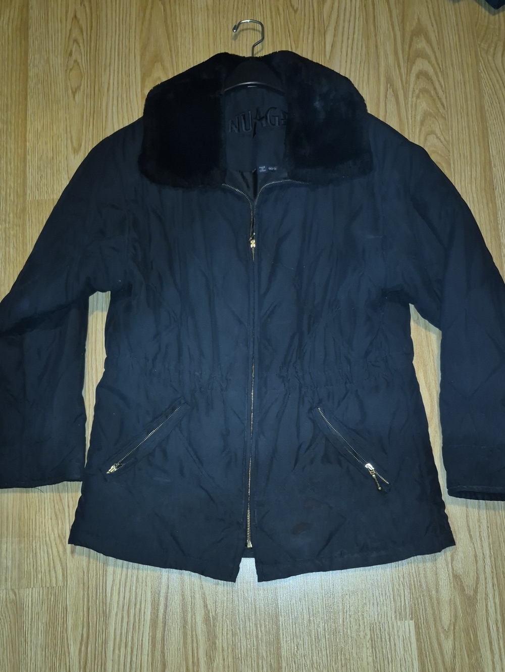 Vontage Women's Nuage Black Faux-Fur Collar Quilted Jacket Size S(generous**)